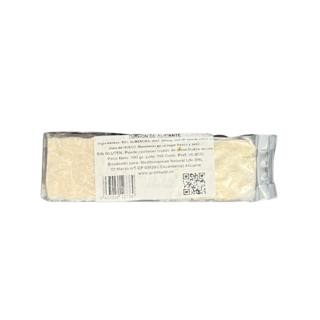 Turrón de Alicante parte trasera