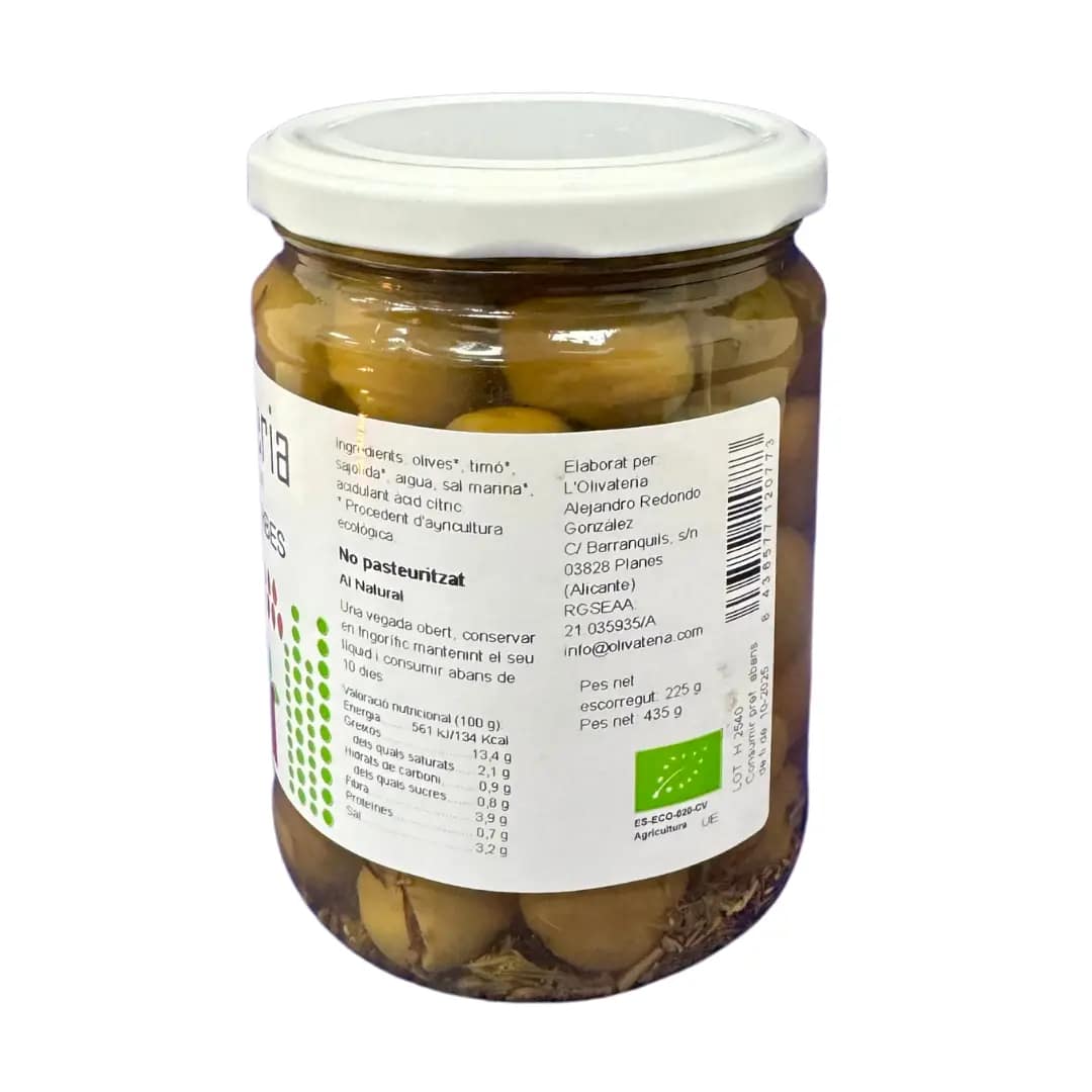 Parte trasera bote olivas con hierbas gourmet