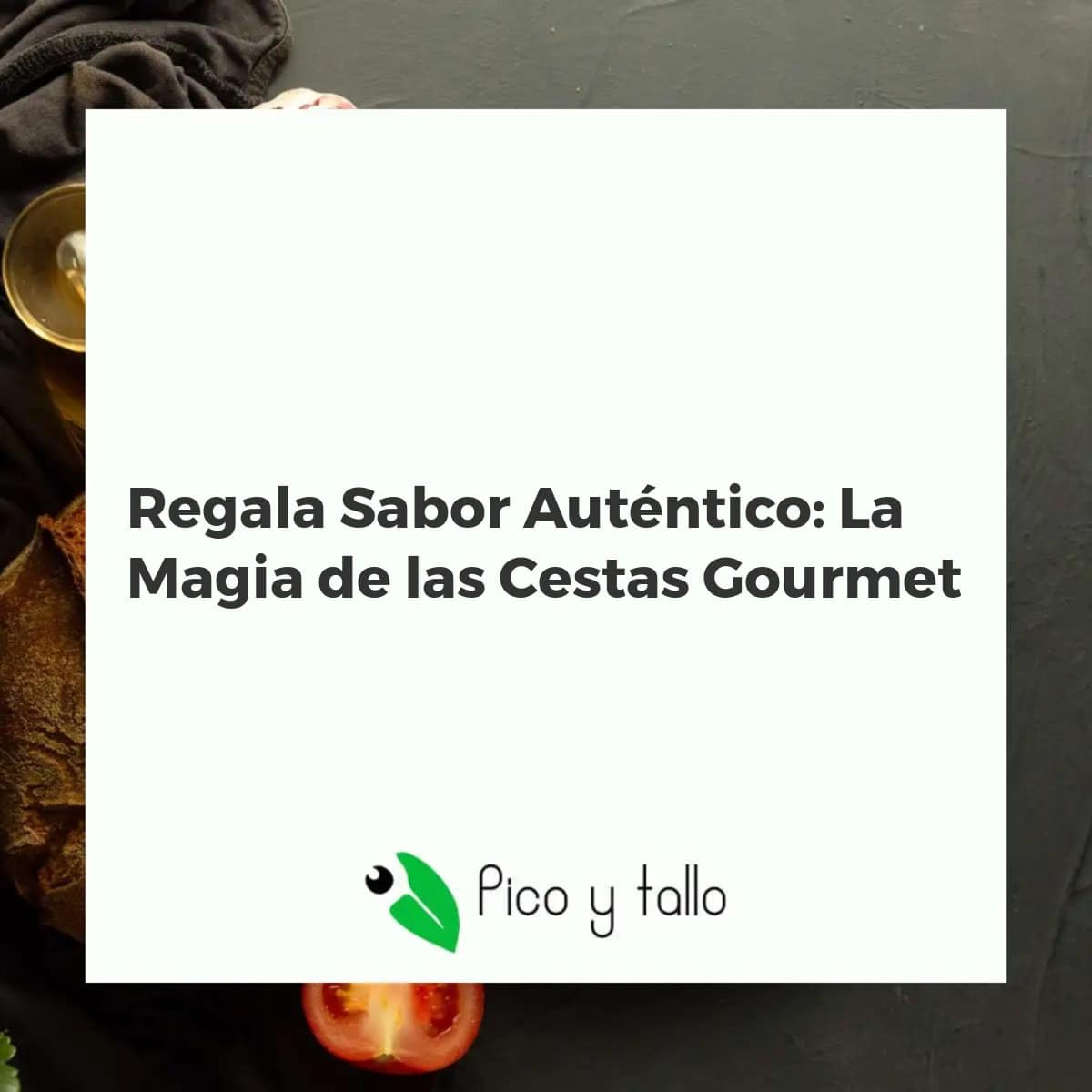 Cesta gourmet llena de productos artesanales como aceite de oliva, quesos, mermeladas y vinos finos, sobre fondo rústico.
