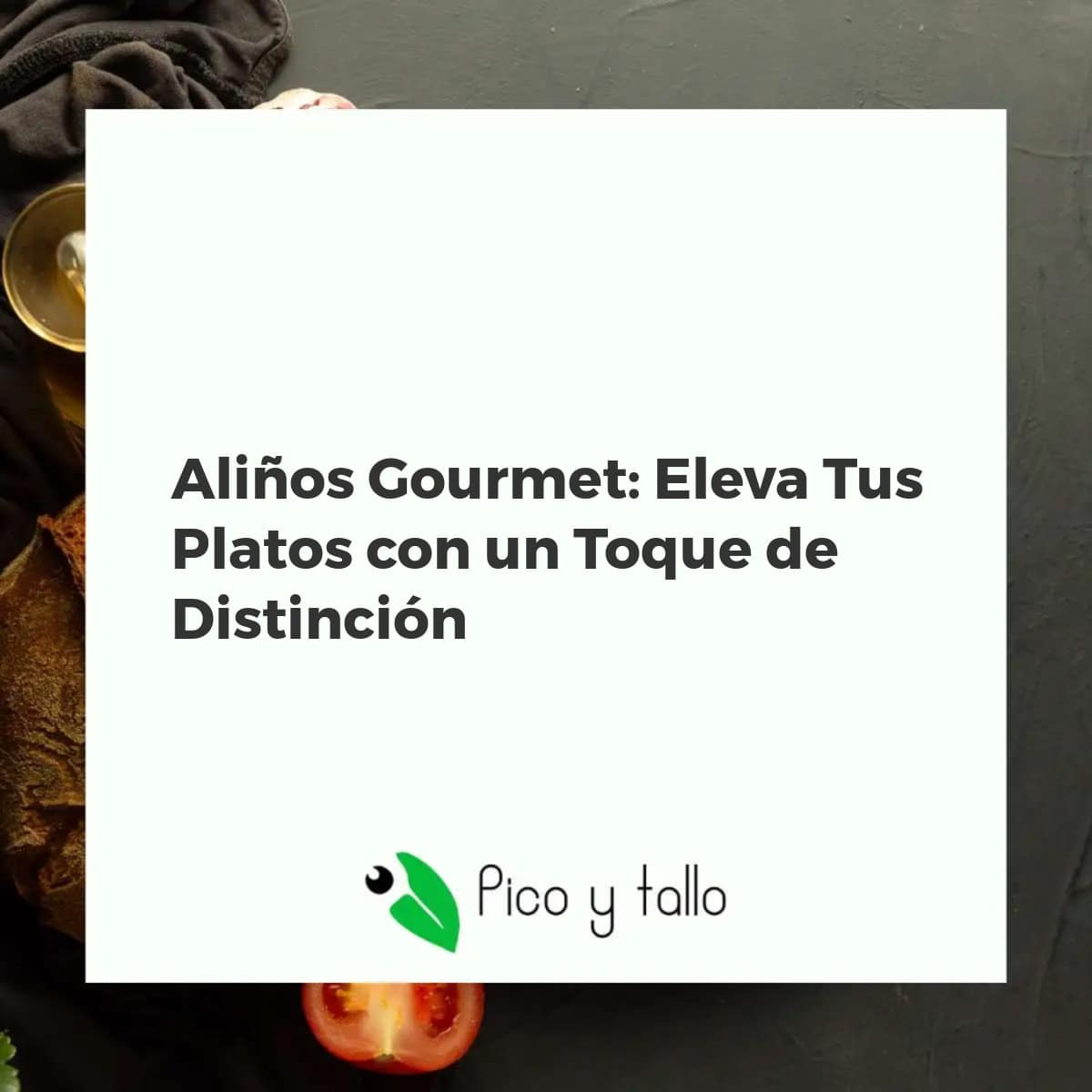 Botellas de aliños gourmet con ingredientes frescos como aceite de oliva, vinagre, hierbas y verduras sobre una mesa de madera.