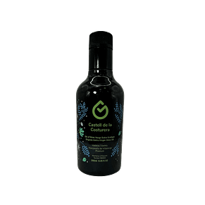 Botella aceite virgen extra variedad Mançanella de Villalonga